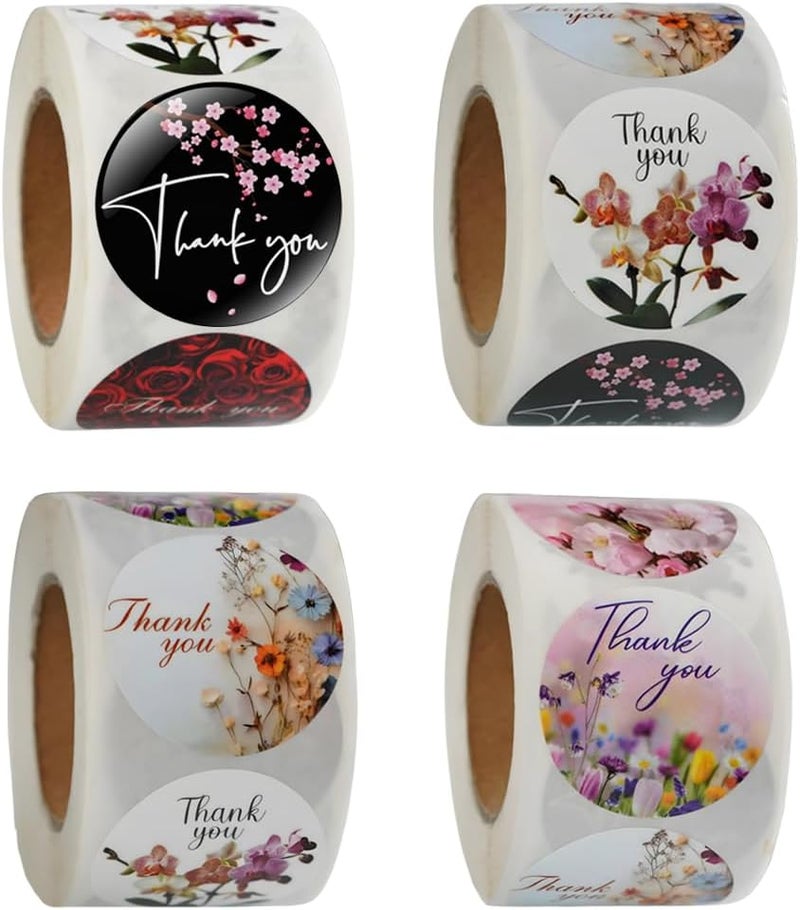 IBAKE 500 Thank You Stickers – 1.5" Round Labels (8 Unique Designs) for Small Business, Packaging, Envelopes, Gift Bags, Bakery Orders – Self-Adhesive Waterproof Thank You Sticker Roll - Image 2